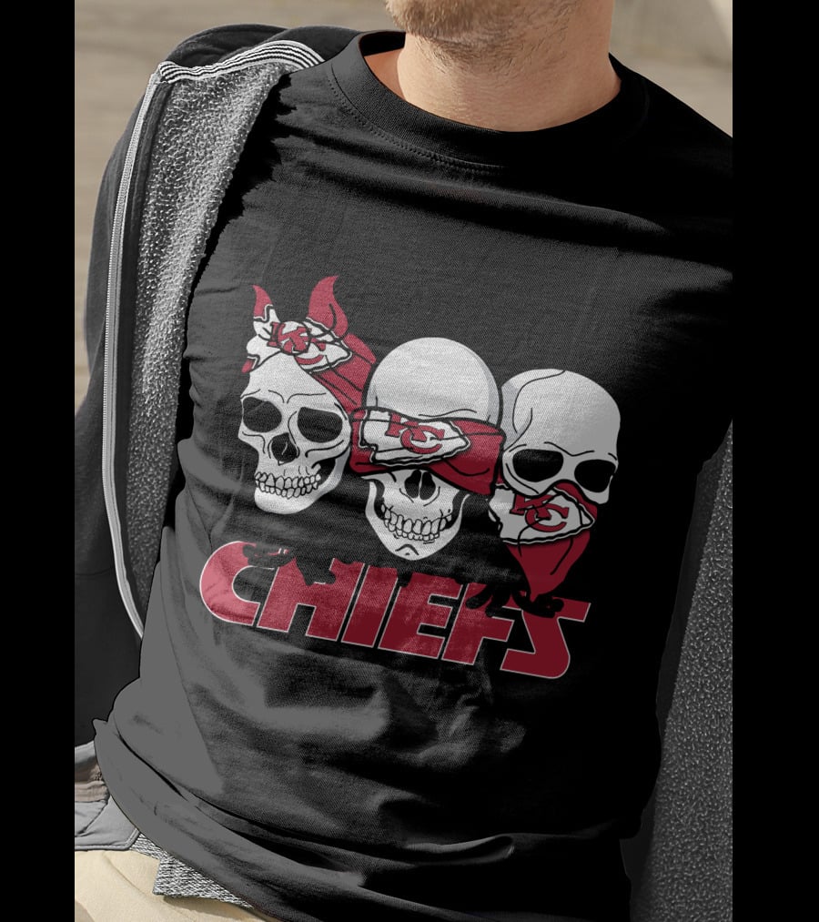 3 Skull Chiefs Kansas City Chiefs T-Shirt
