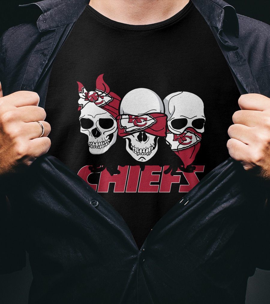 3 Skull Chiefs Kansas City Chiefs T-Shirt