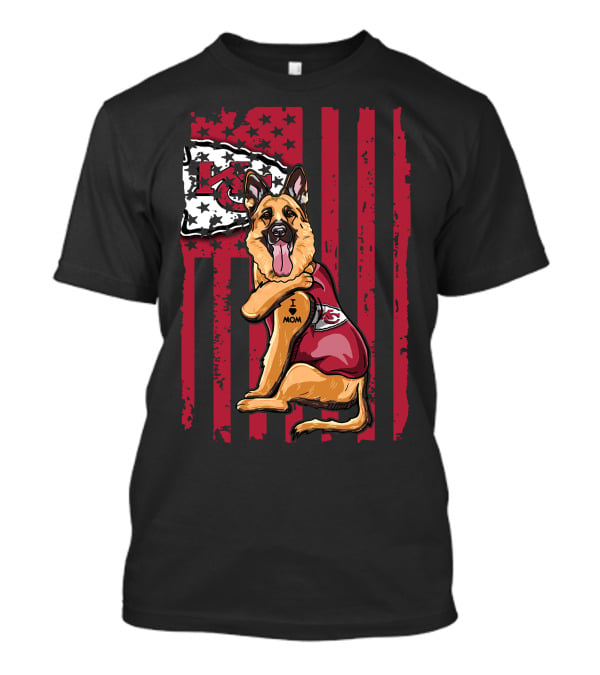 German Shepherd Kansas City Chiefs Flag I Love Mom T-Shirt