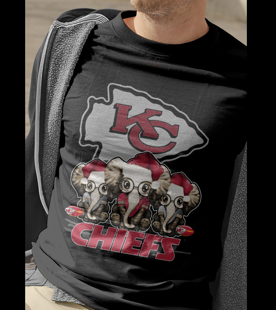 KC Chiefs Xmas Elephants Football Holiday Edition T-Shirt