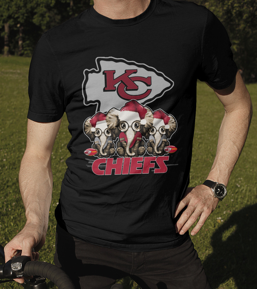 KC Chiefs Xmas Elephants Football Holiday Edition T-Shirt