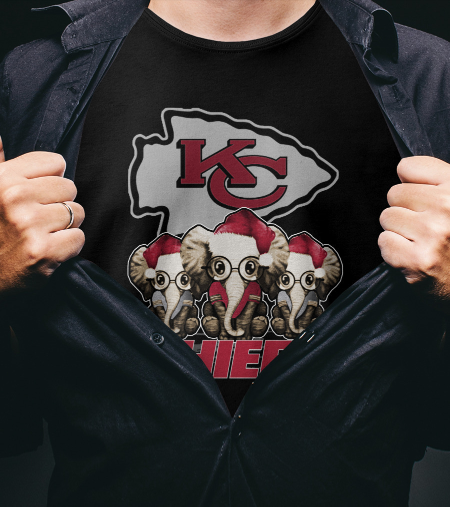 KC Chiefs Xmas Elephants Football Holiday Edition T-Shirt