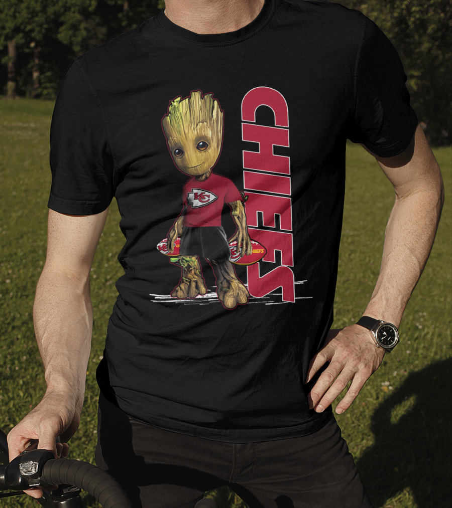 Groot Kansas City Chiefs NFL Fan Art With Chiefs T-Shirt