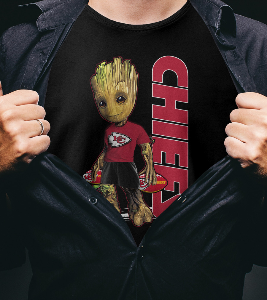Groot Kansas City Chiefs NFL Fan Art With Chiefs T-Shirt