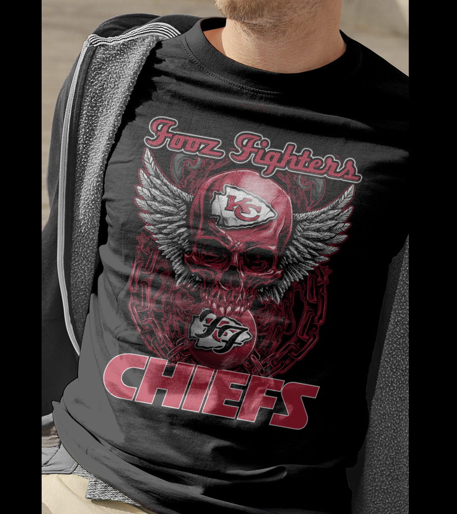 Foo Fighters Kansas City Chiefs Skull Wings T-Shirt