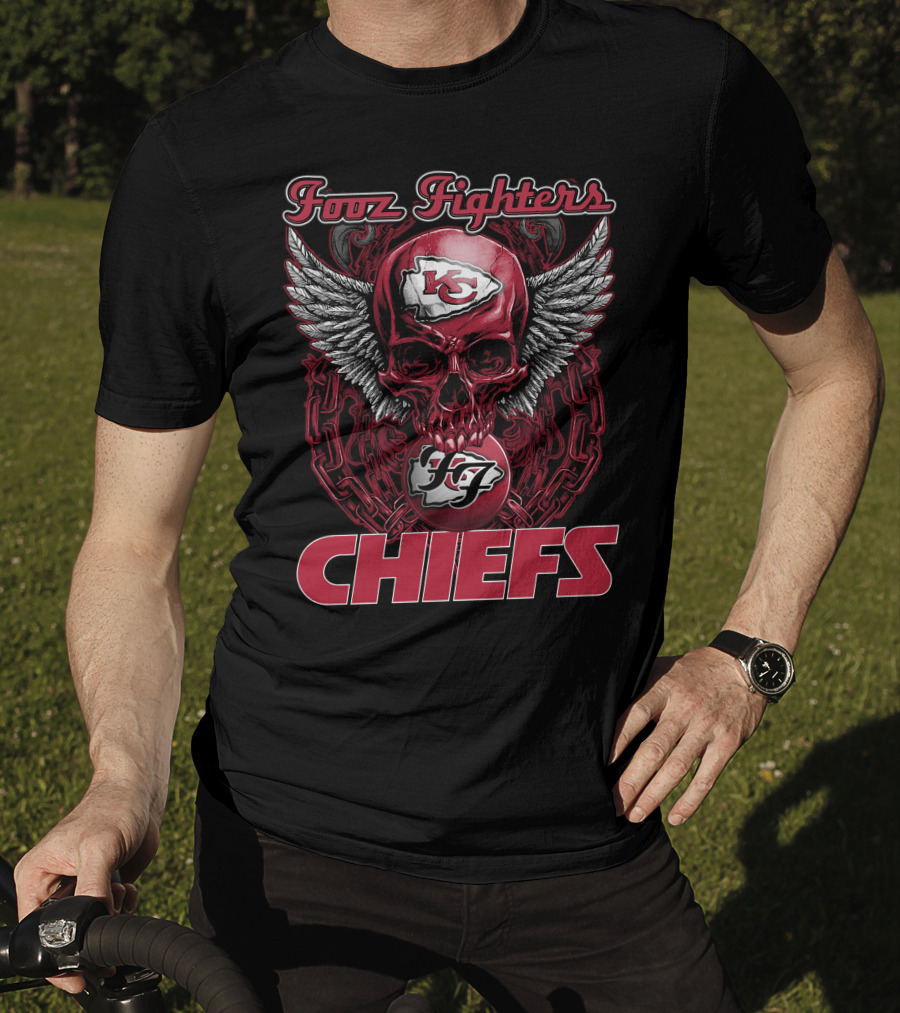 Foo Fighters Kansas City Chiefs Skull Wings T-Shirt