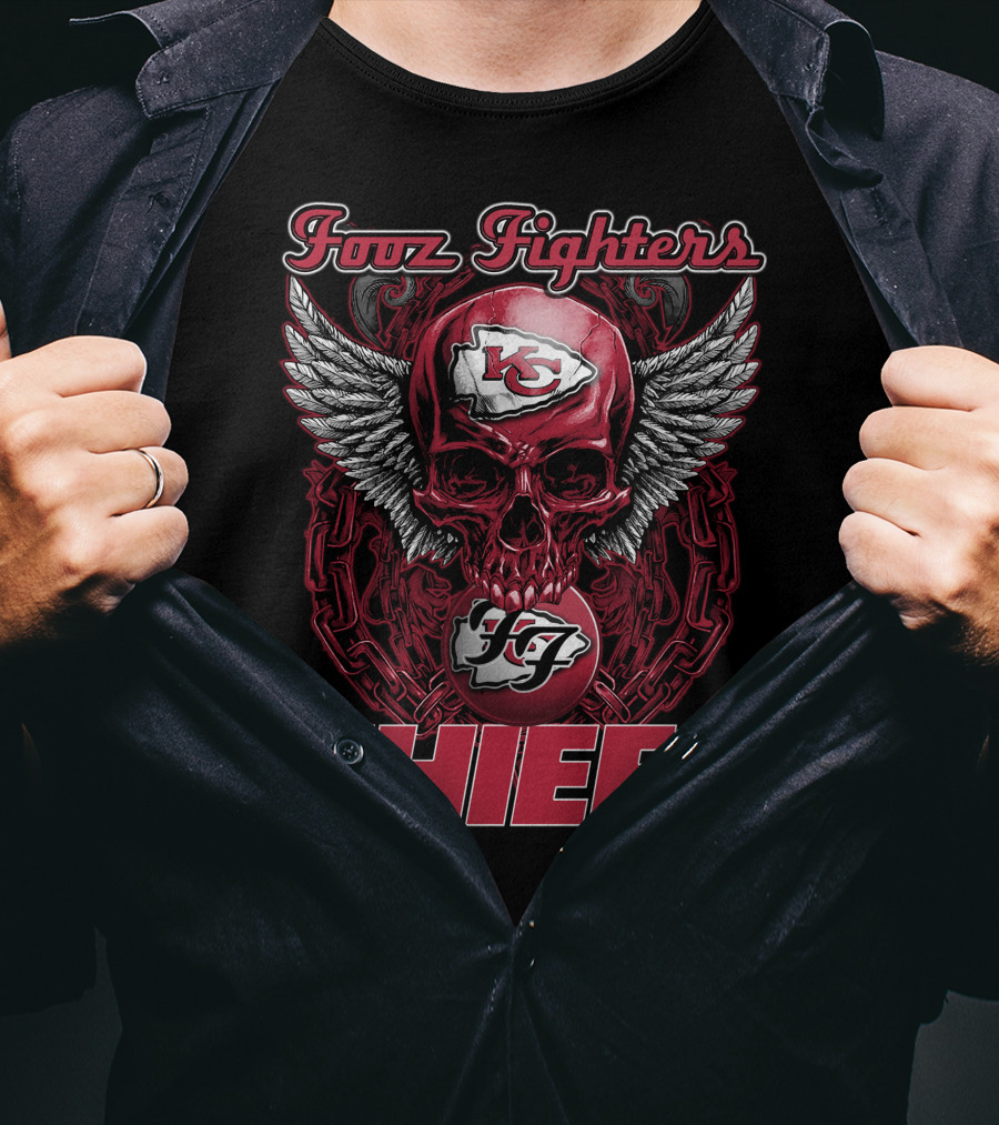 Foo Fighters Kansas City Chiefs Skull Wings T-Shirt