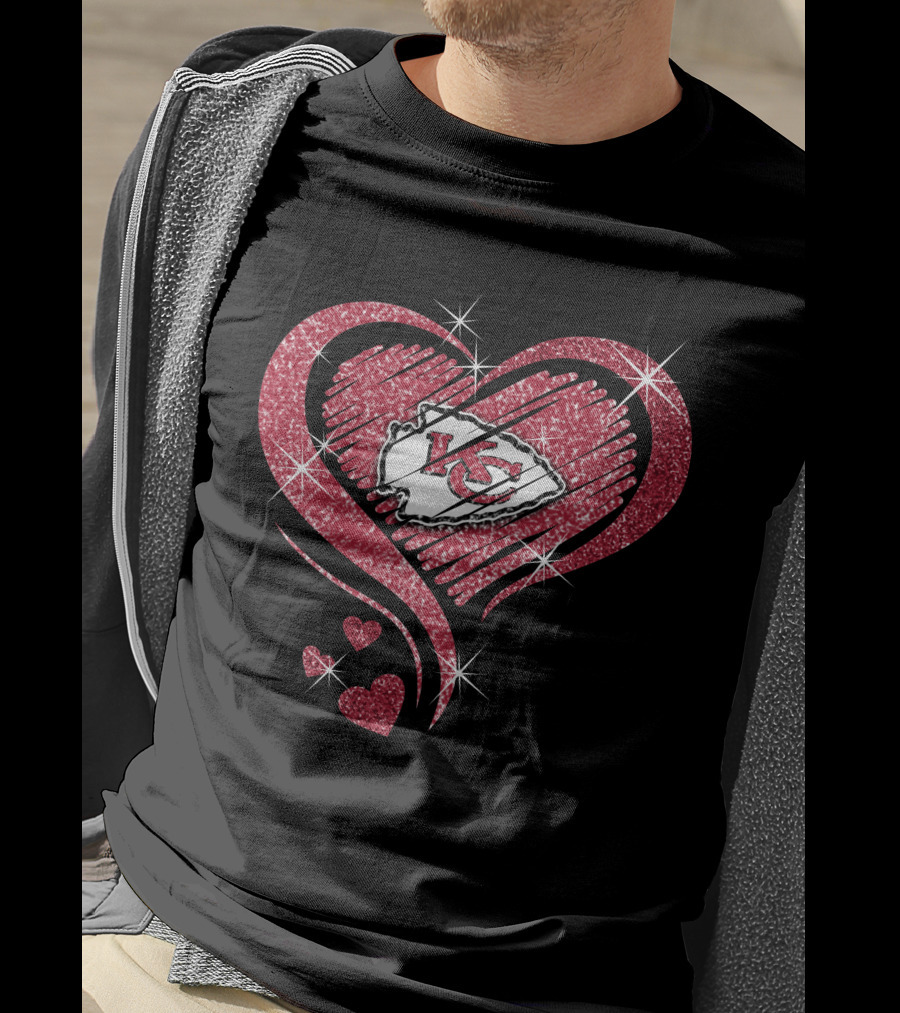 Kansas City Chiefs Heart Diamond Glitter T-Shirt