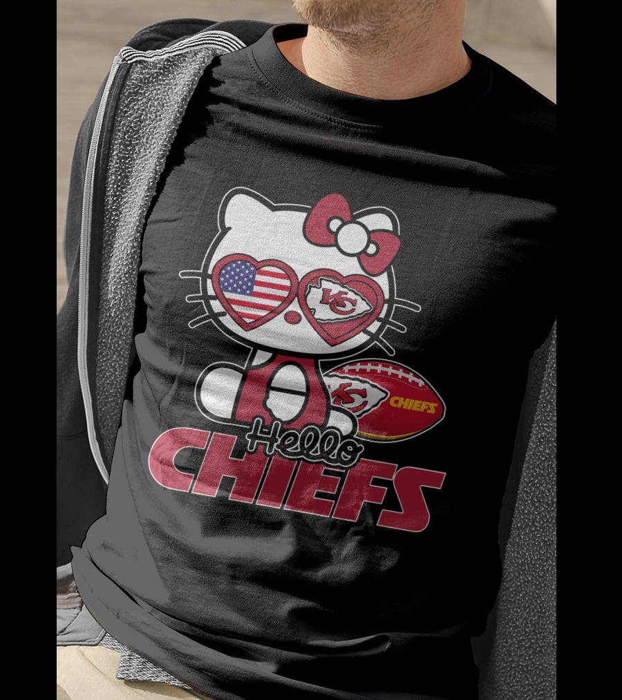 Hello Kitty Kansas City Chiefs American Flag Football Chiefs T-Shirt