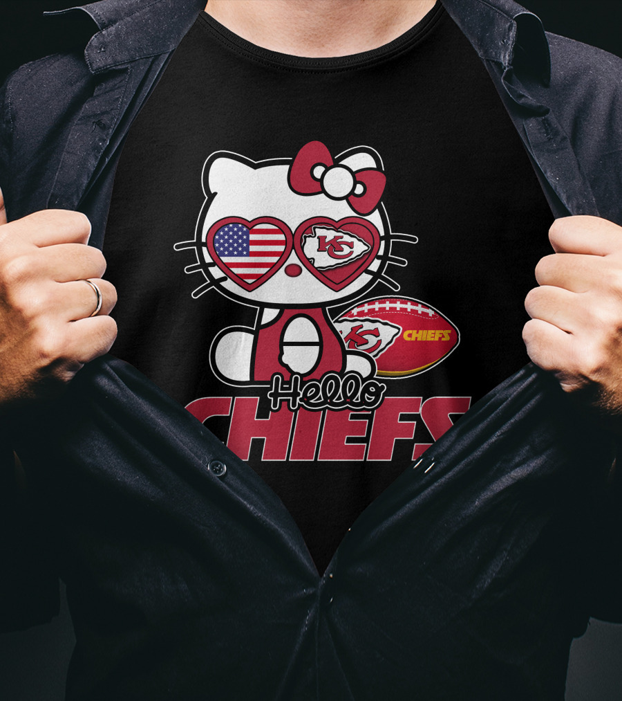 Hello Kitty Kansas City Chiefs American Flag Football Chiefs T-Shirt