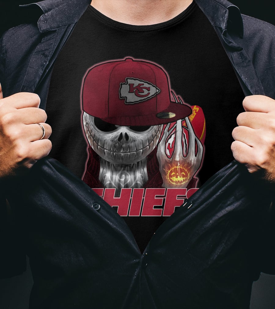 Jackskull Kansas City Chiefs Halloween Skull Chiefs T-Shirt