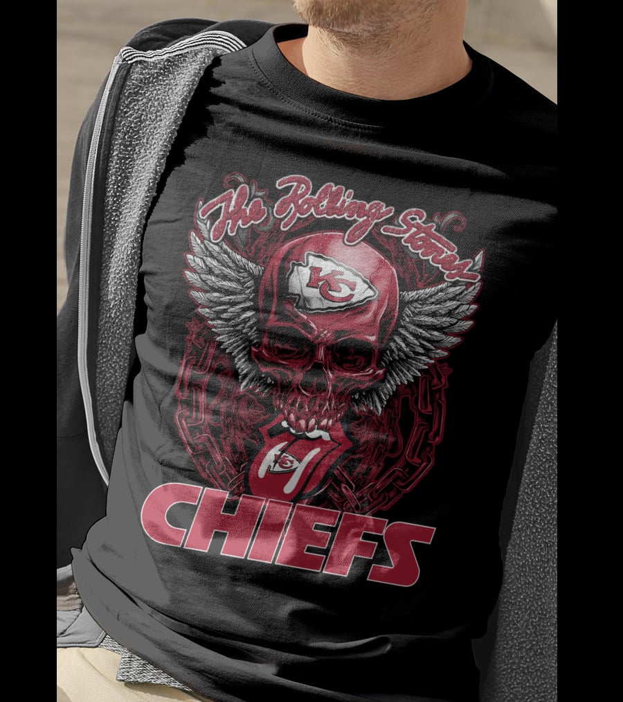 The Rolling Stones Skull Kansas City Chiefs Logo Wings Chiefs T-Shirt