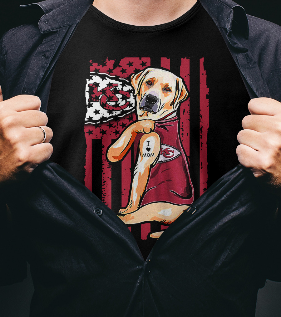 Labrador Retriever I Love Mom Kansas City Chiefs Fan T-Shirt