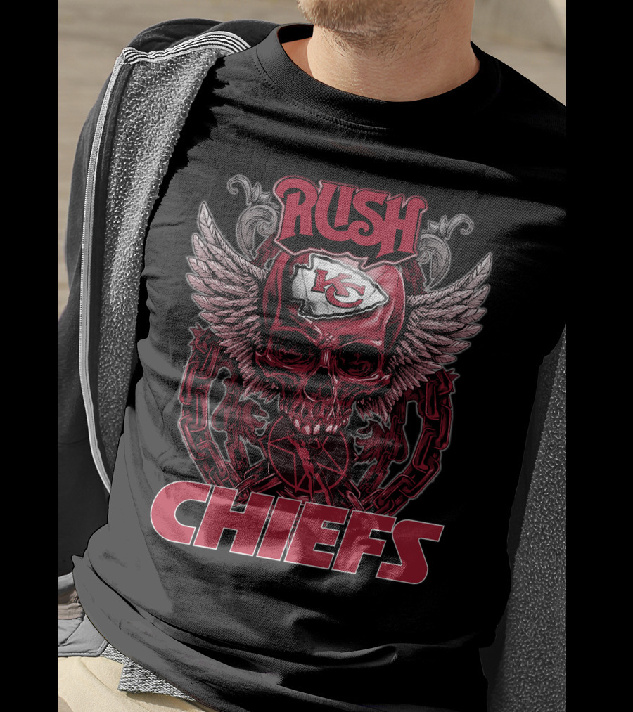 Rush Kansas City Chiefs Skull Wings T-Shirt