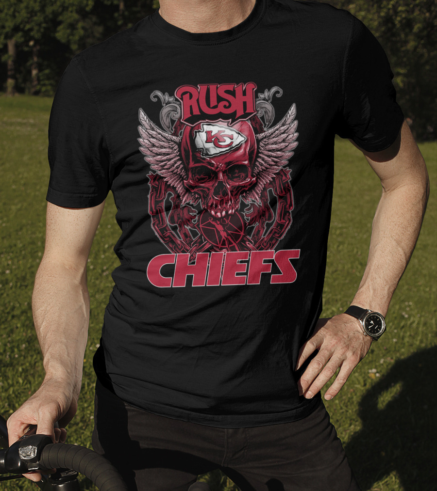 Rush Kansas City Chiefs Skull Wings T-Shirt
