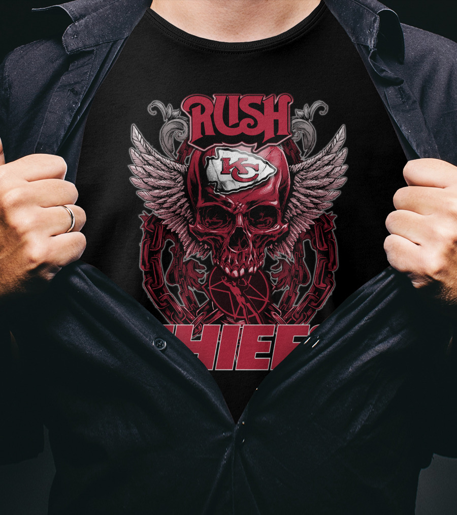 Rush Kansas City Chiefs Skull Wings T-Shirt