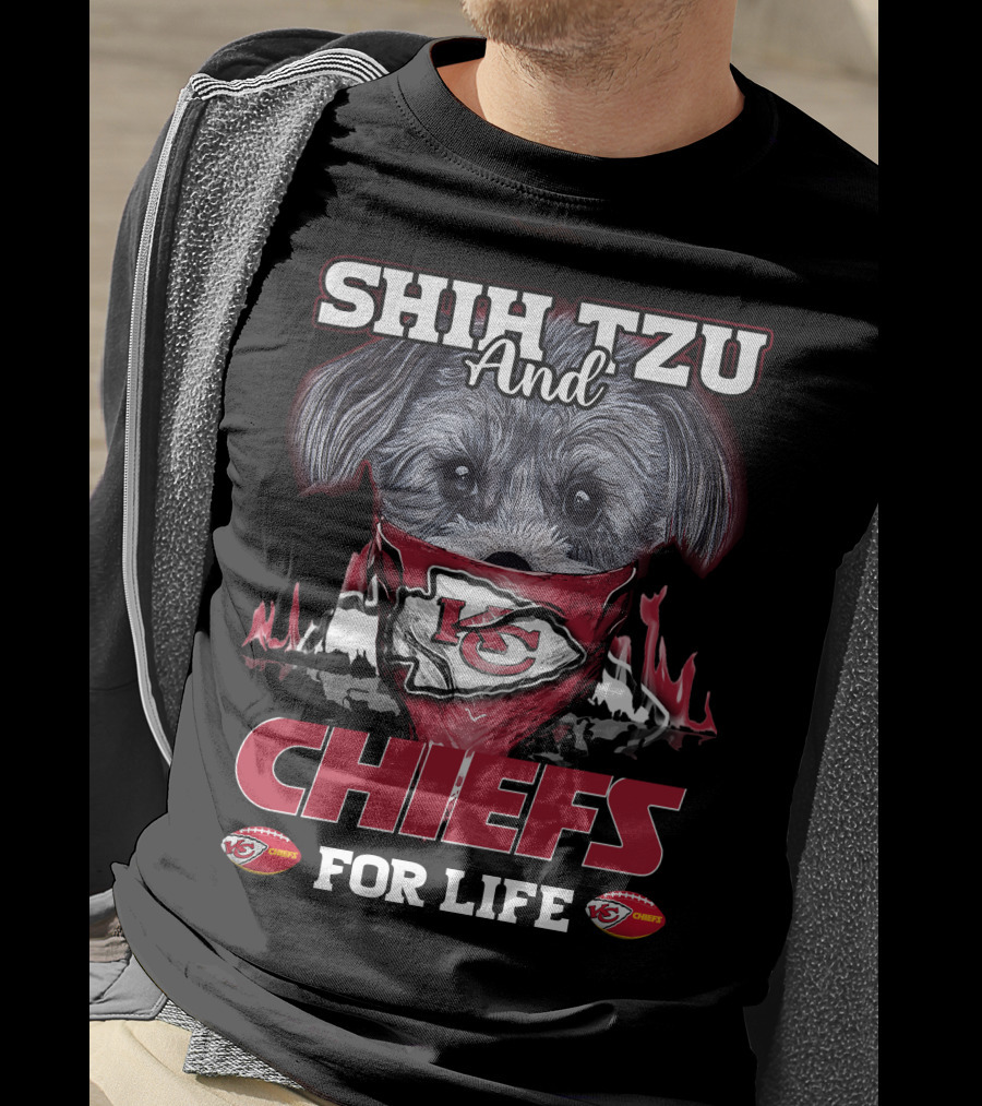 Shih Tzu And Chiefs For Life Kansas City Chiefs T-Shirt