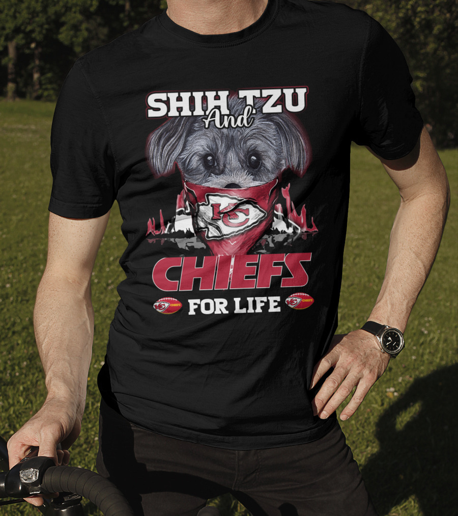 Shih Tzu And Chiefs For Life Kansas City Chiefs T-Shirt