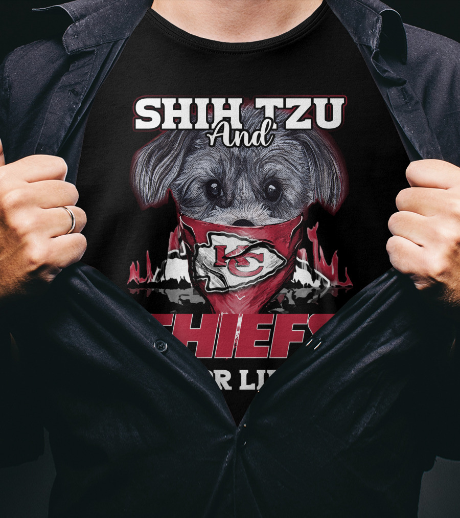 Shih Tzu And Chiefs For Life Kansas City Chiefs T-Shirt