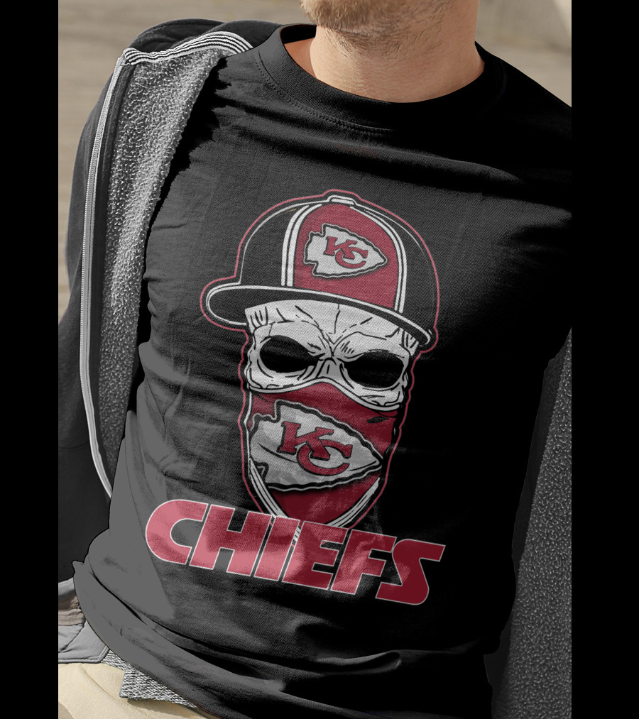 Chiefs Skull Kc Hat And Bandana Red T-Shirt