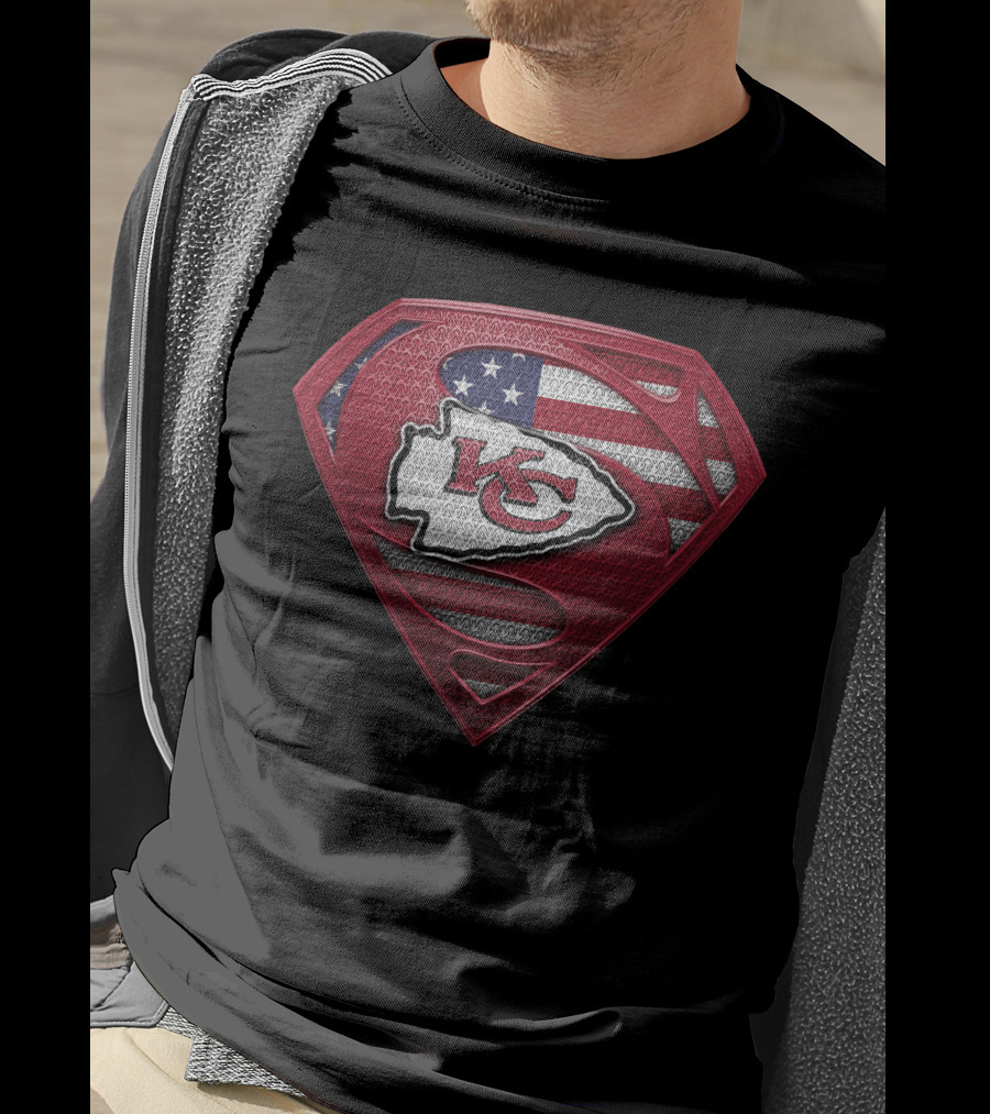 Kansas City Chiefs American Flag Superman T-Shirt
