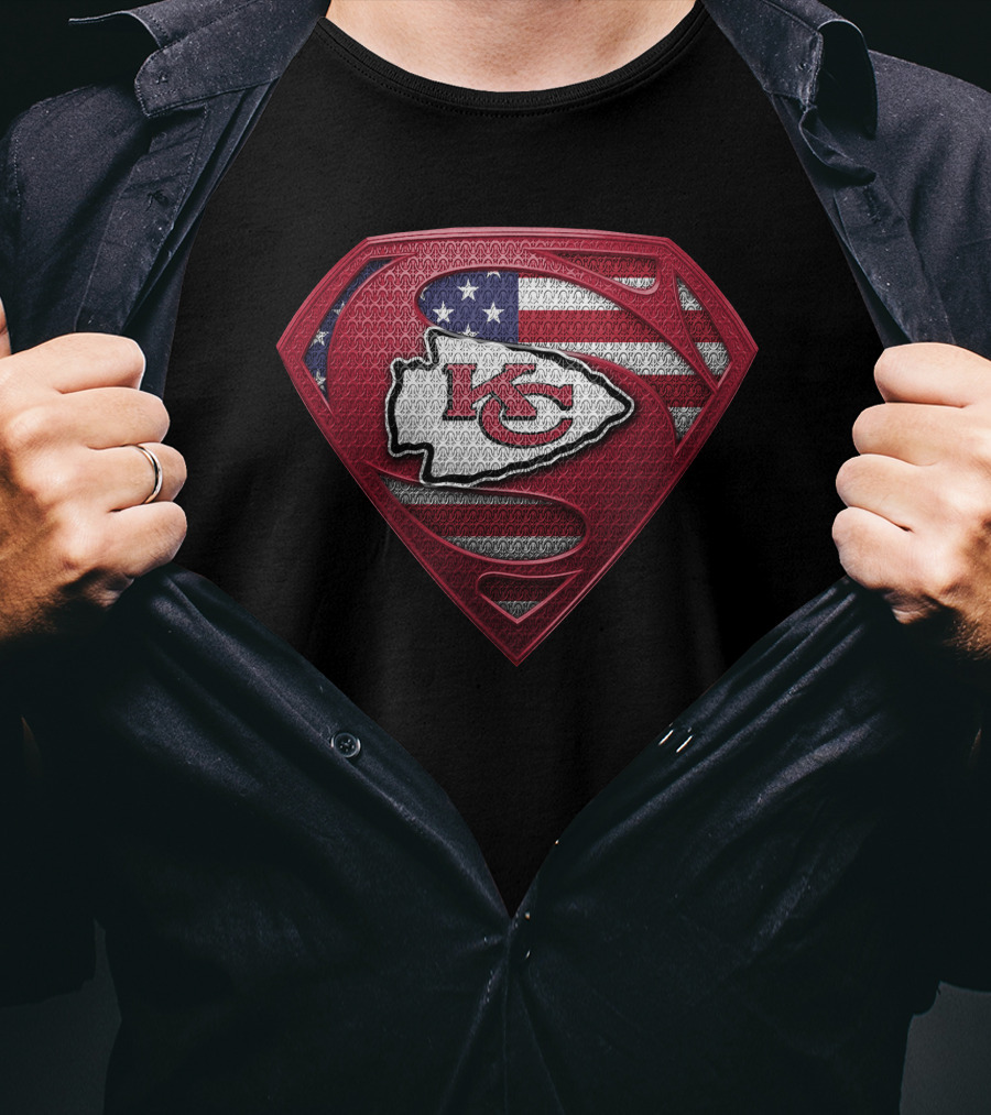 Kansas City Chiefs American Flag Superman T-Shirt