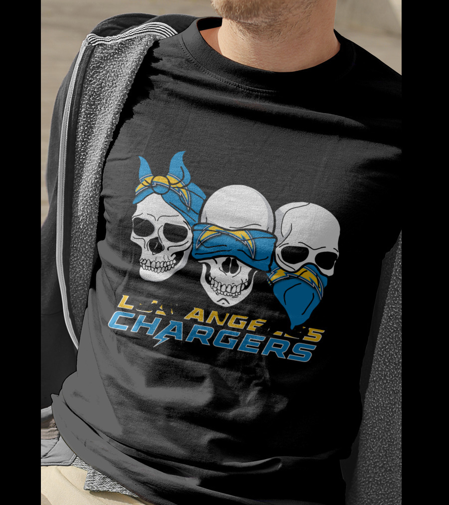 Los Angeles Chargers Three Skulls With Bandanas T-Shirt