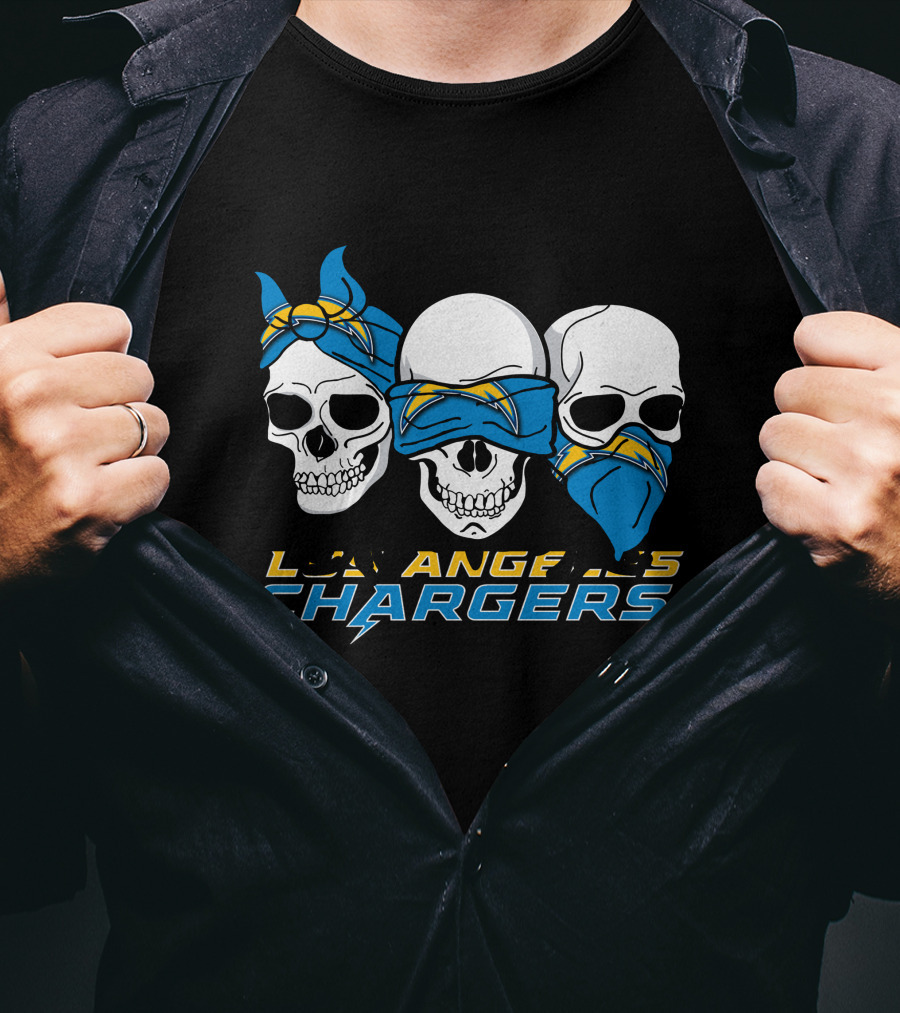 Los Angeles Chargers Three Skulls With Bandanas T-Shirt