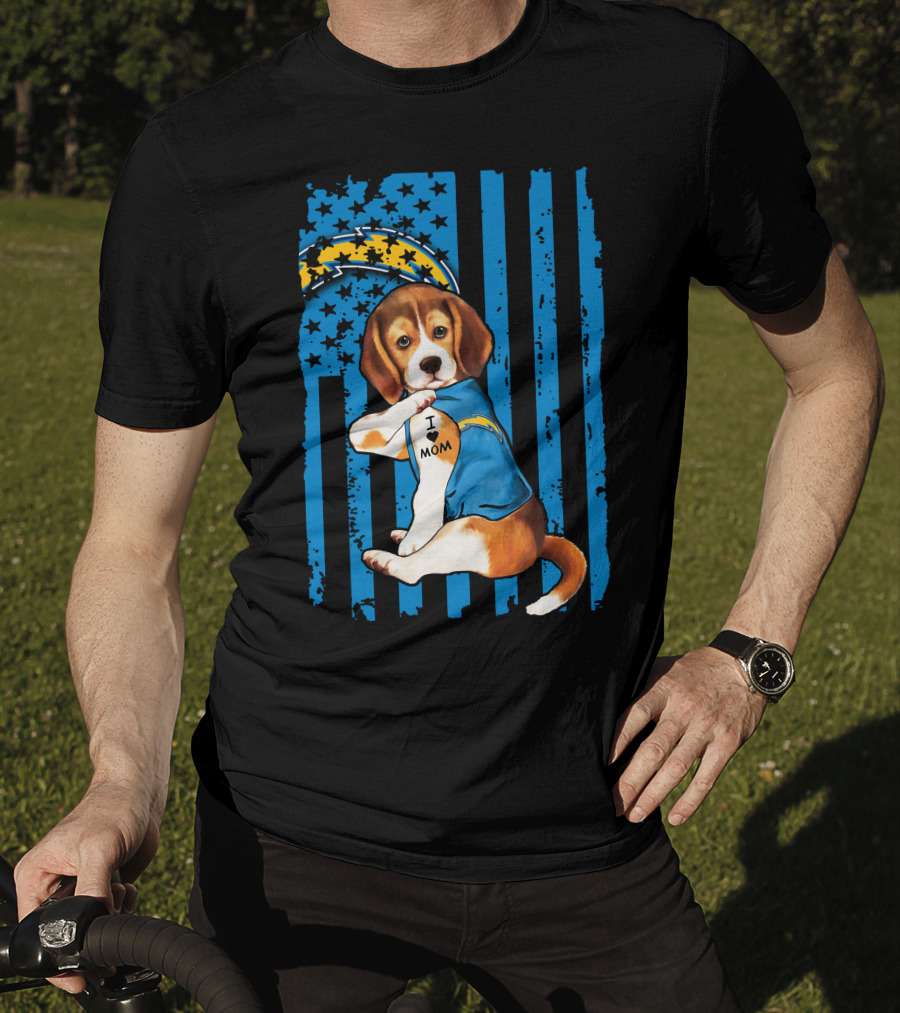 Beagle I Love Mom Los Angeles Chargers T-Shirt