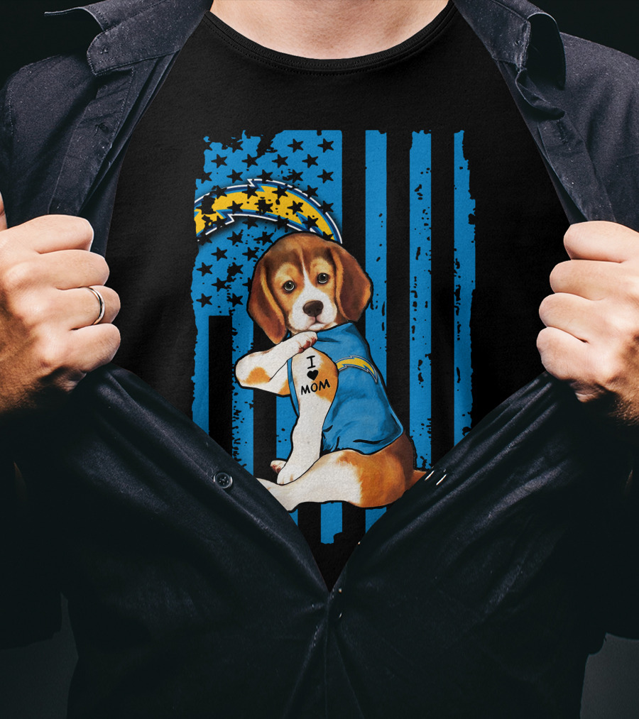 Beagle I Love Mom Los Angeles Chargers T-Shirt
