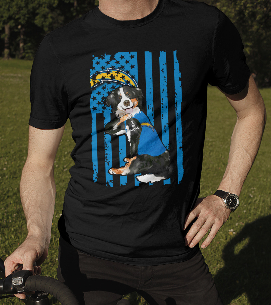 Border Collie I Love Mom Los Angeles Chargers T-Shirt