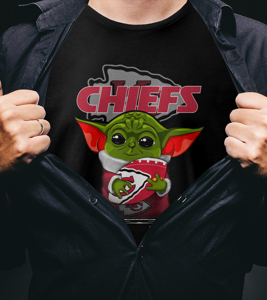 Kansas City Chiefs Yoda Holding Football Chiefs T-Shirt