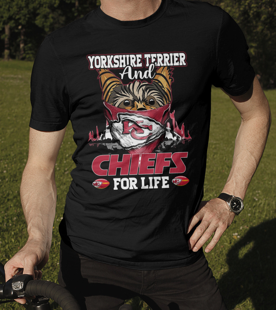 Yorkshire Terrier And Chiefs For Life Kansas City Chiefs T-Shirt