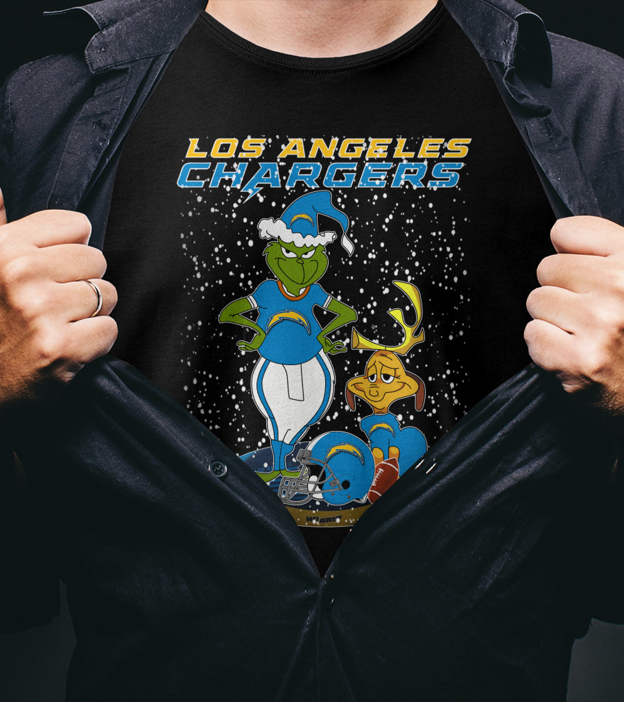 Los Angeles Chargers Grinchxmas Football Characters T-Shirt