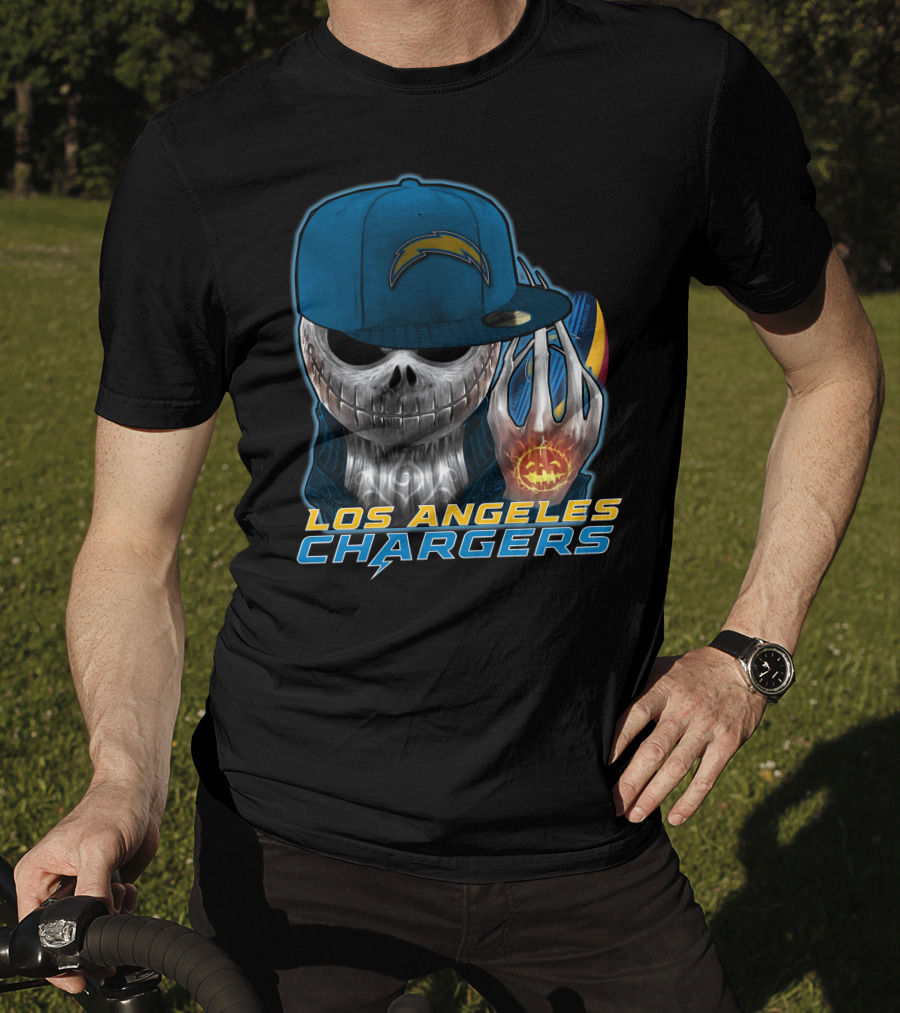 Jackskull Pumpkin Los Angeles Chargers T-Shirt