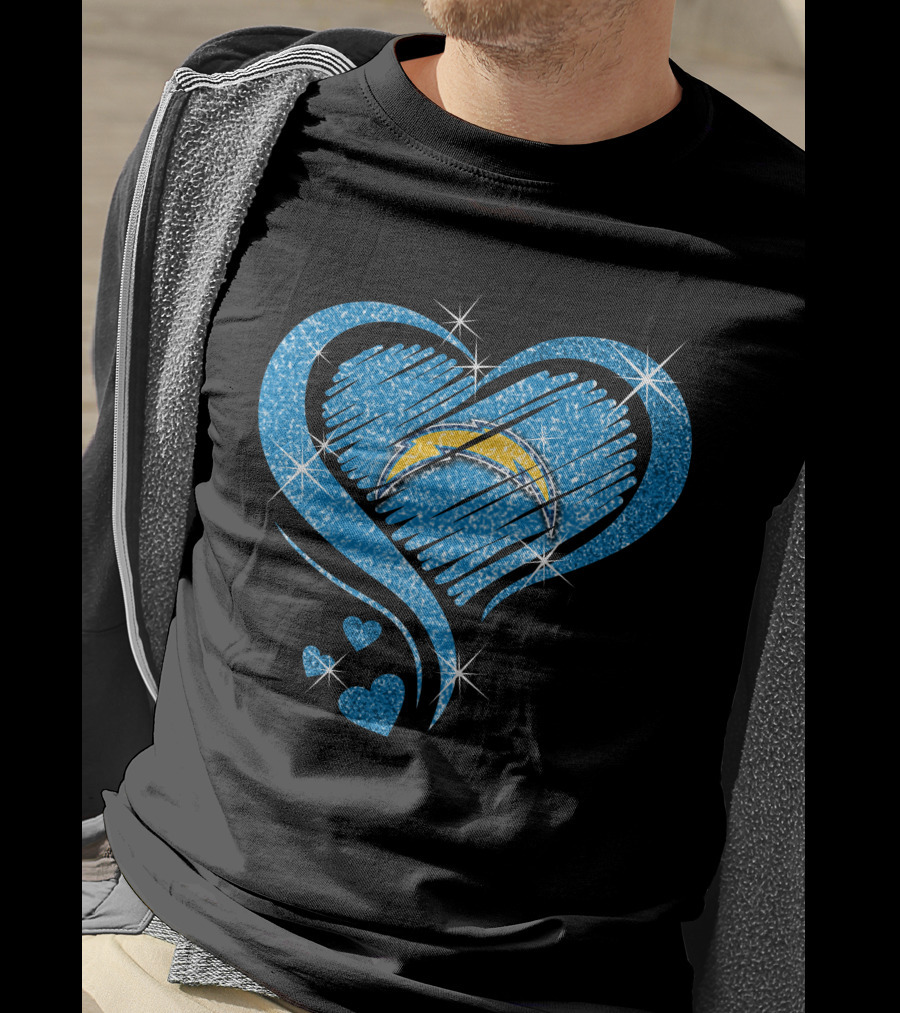 Heart Diamond Sparkle Los Angeles Chargers T-Shirt