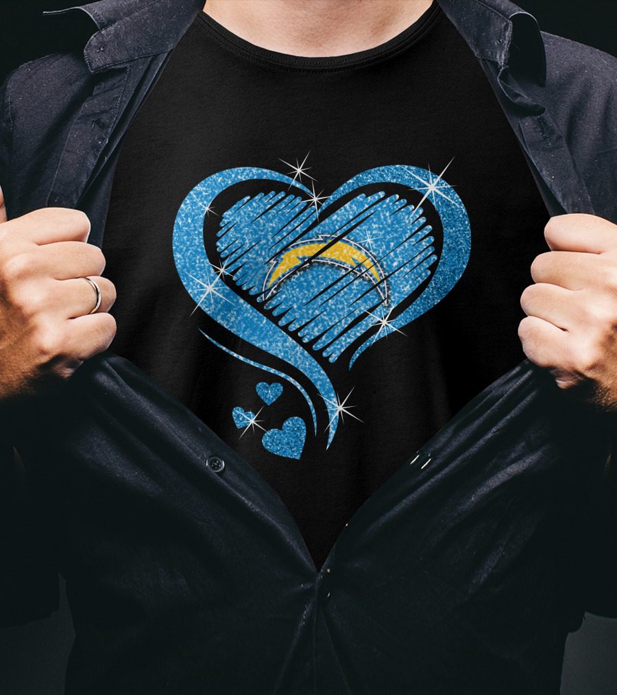 Heart Diamond Sparkle Los Angeles Chargers T-Shirt