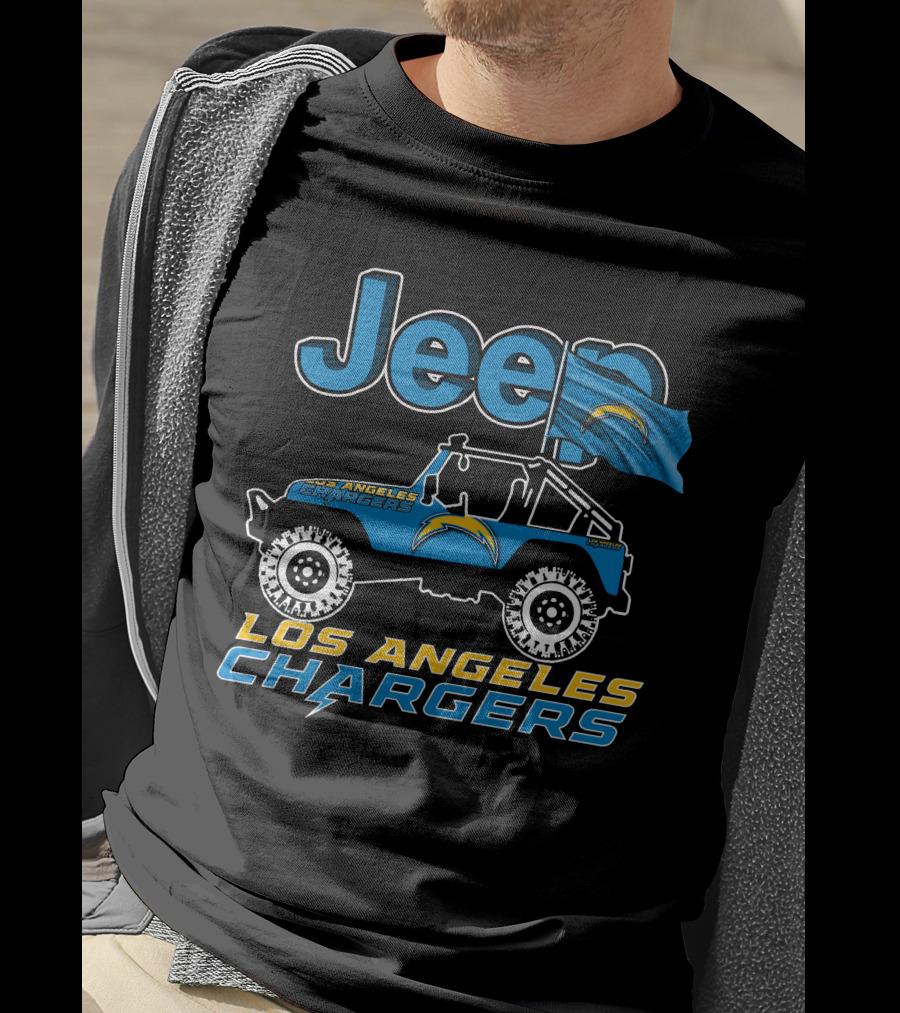 Jeep Los Angeles Chargers Blue Flag And Off-Road Vehicle T-Shirt