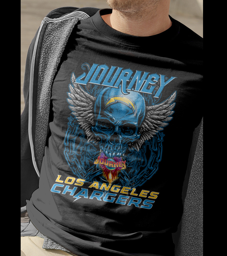Journey Los Angeles Chargers Skull Winged Helmet T-Shirt