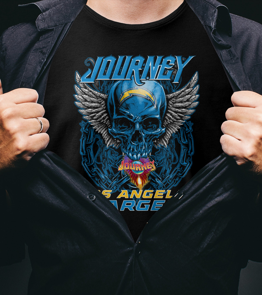 Journey Los Angeles Chargers Skull Winged Helmet T-Shirt