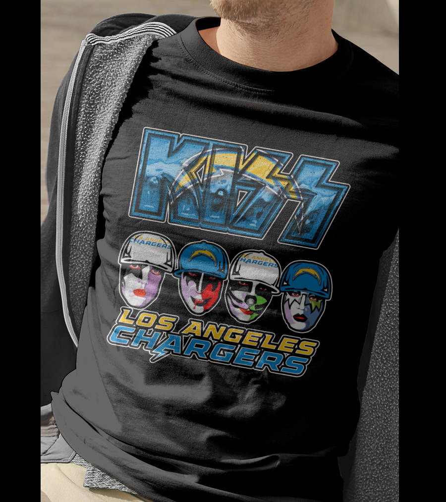 Kiss Los Angeles Chargers Band Face Paint NFL Crossover T-Shirt