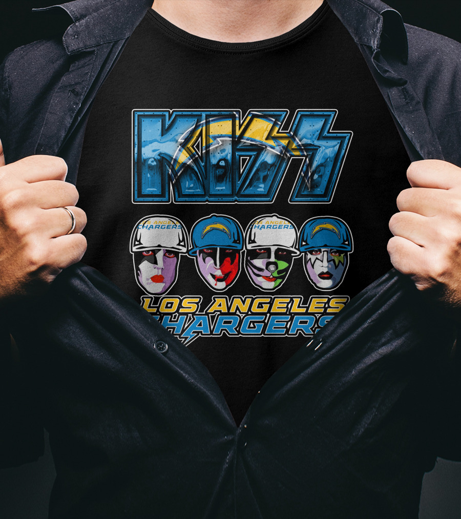 Kiss Los Angeles Chargers Band Face Paint NFL Crossover T-Shirt