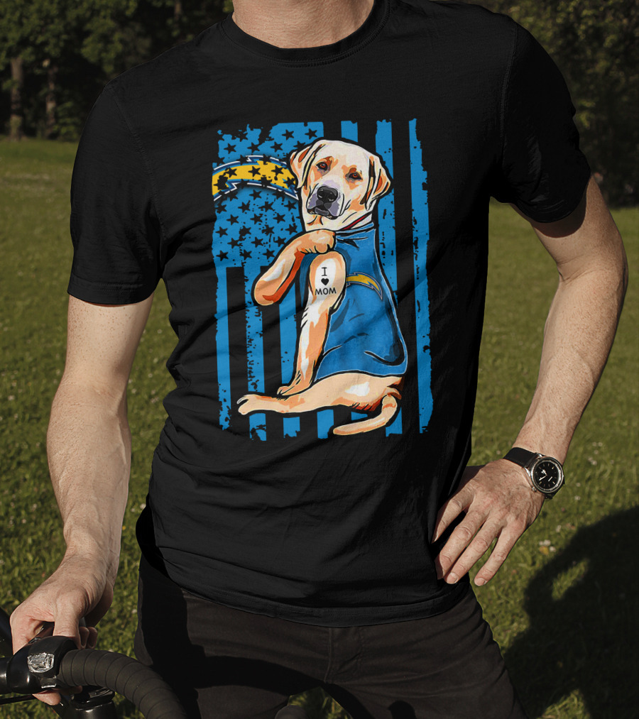 Labrador Retriever I Love Mom Los Angeles Chargers T-Shirt