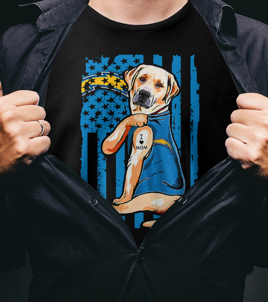 Labrador Retriever I Love Mom Los Angeles Chargers T-Shirt