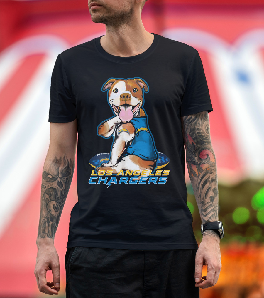 Pittbull Los Angeles Chargers NFL Football Dog Fan T-Shirt