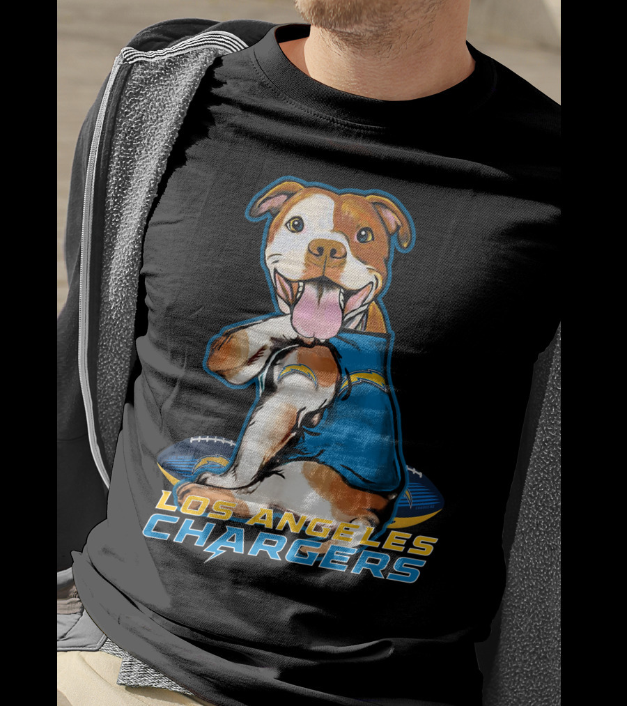 Pittbull Los Angeles Chargers NFL Football Dog Fan T-Shirt