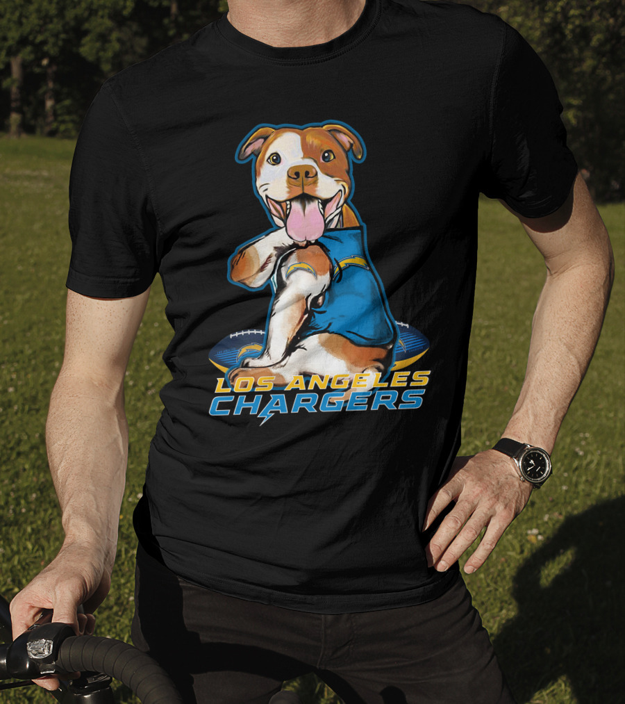 Pittbull Los Angeles Chargers NFL Football Dog Fan T-Shirt