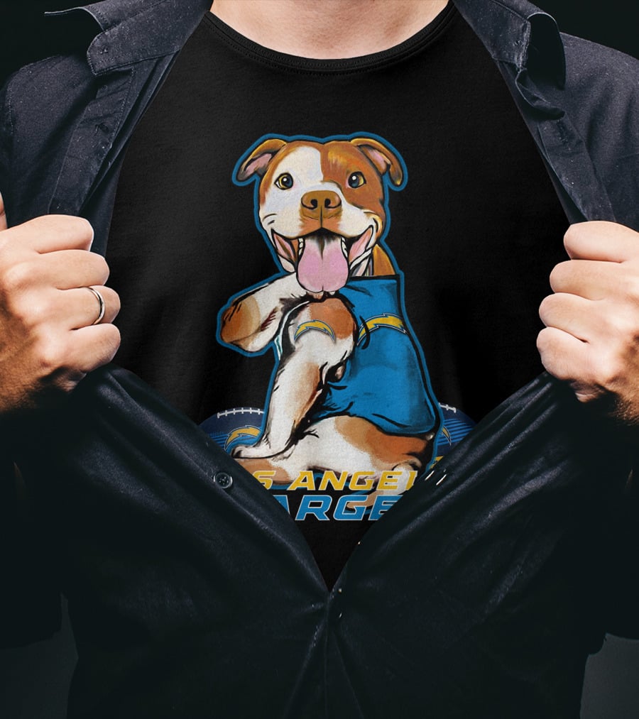Pittbull Los Angeles Chargers NFL Football Dog Fan T-Shirt