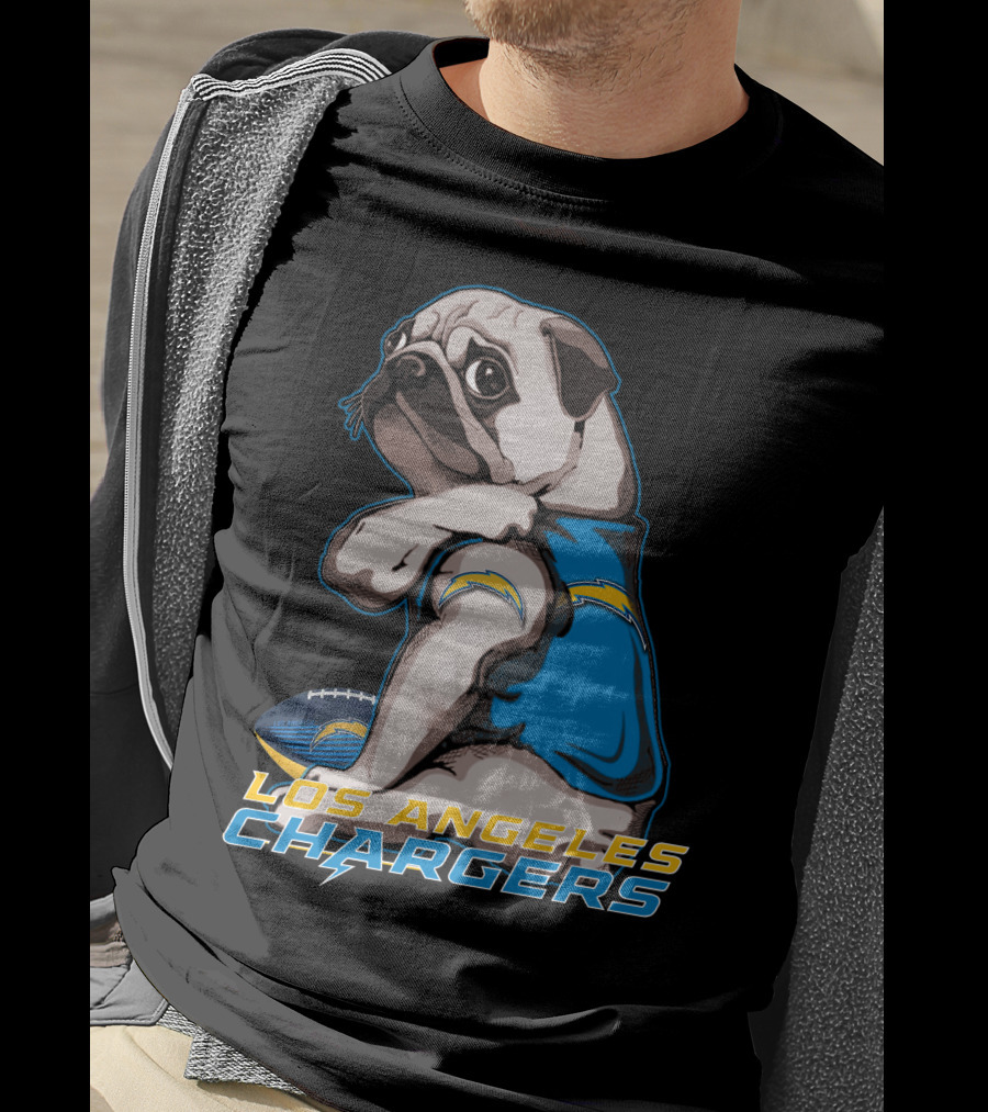 Los Angeles Chargers Pug Football T-Shirt