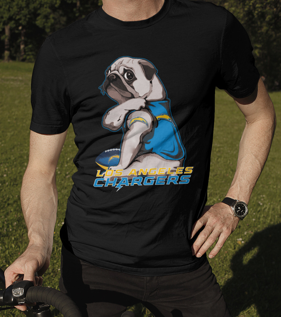 Los Angeles Chargers Pug Football T-Shirt